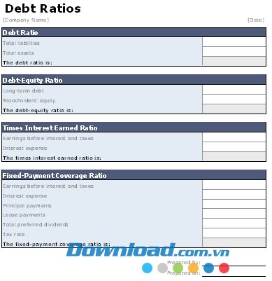 Bảng phân tích tỷ lệ nợ