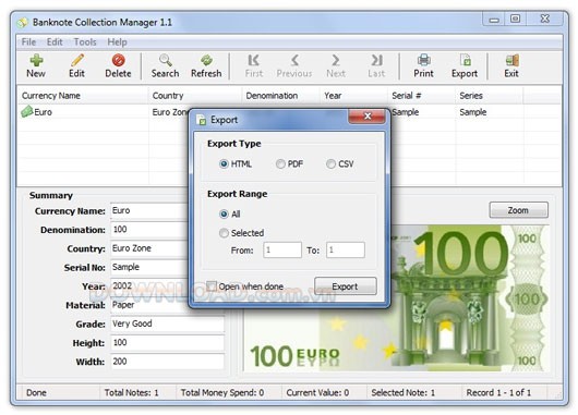 Banknote Collection Manager