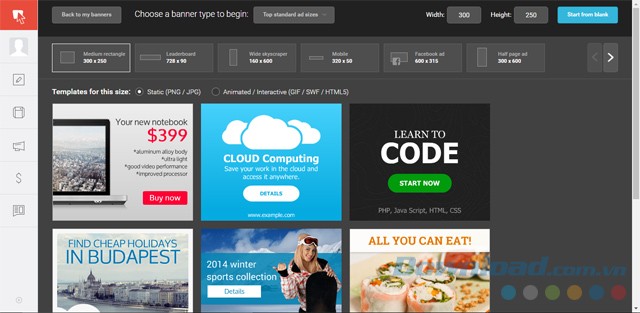 Dễ dàng tạo flash banner bằng ứng dụng web bannersnack