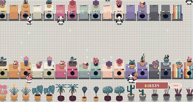 Trang trí tiệm giặt ủi bằng cây xanh và nhiều đạo cụ khác