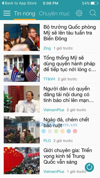 Giao diện trang chủ ứng dụng Báo mới