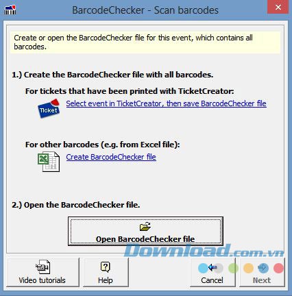 BarcodeChecker file là tập tin chủ đạo của quá trình làm việc với BarcodeChecker
