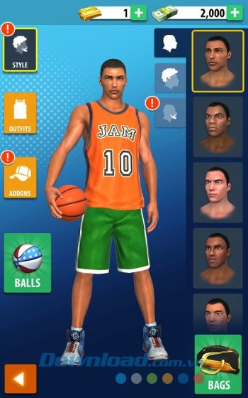 Tùy biến nhân vật trong game Basketball Stars