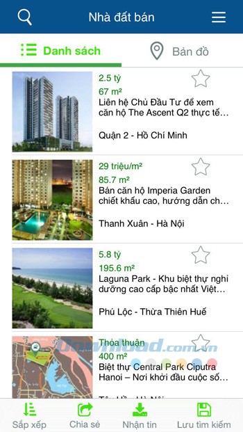 Danh sách nhà đất bán