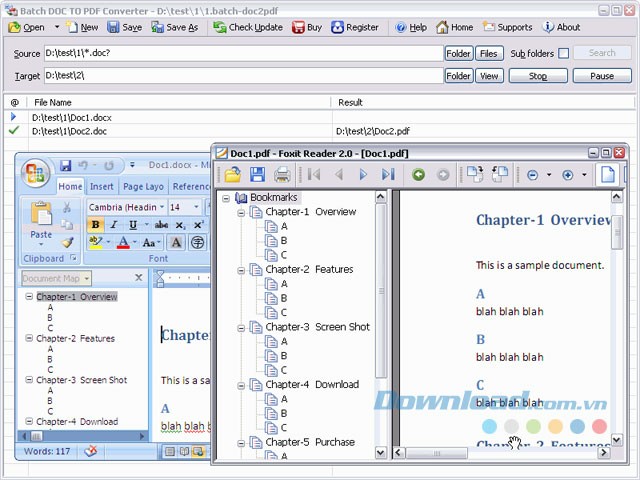 Phần mềm chuyển đổi Batch Word to PDF Converter