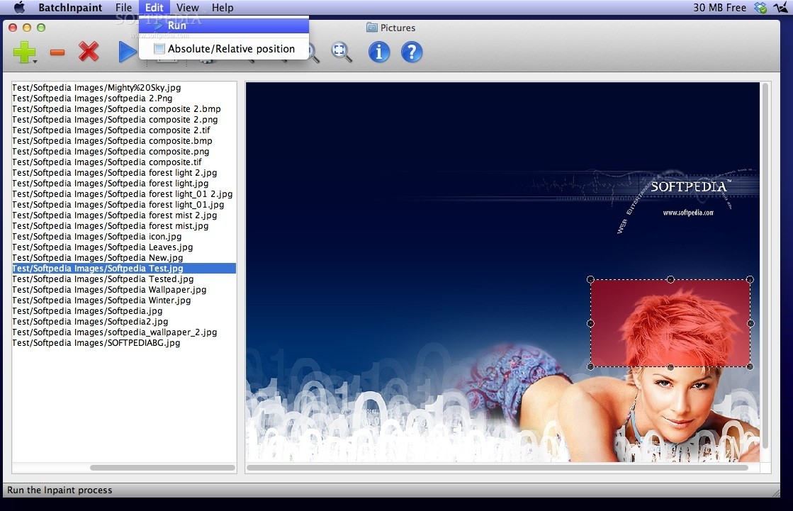 Giao diện phần mềm BatchInpaint cho Mac