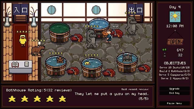 Các ngôi sao trên đầu mỗi con vật tượng trưng cho sự hài lòng của chúng về nhà tắm