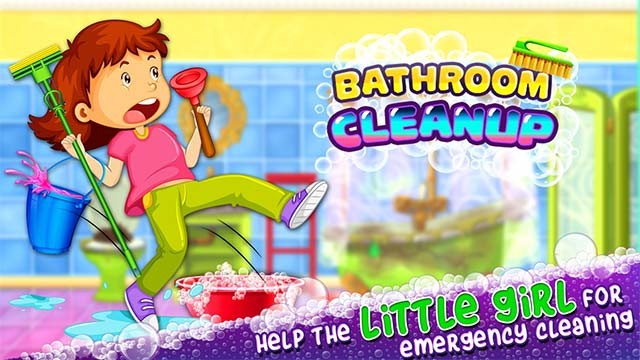 Bathroom and Toilet Cleanup là game mô phỏng bé dọn phòng tắm