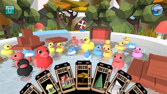 Trang trí xung quanh bồn tắm bằng nhiều mô hình mà game Bathtime Toy cung cấp