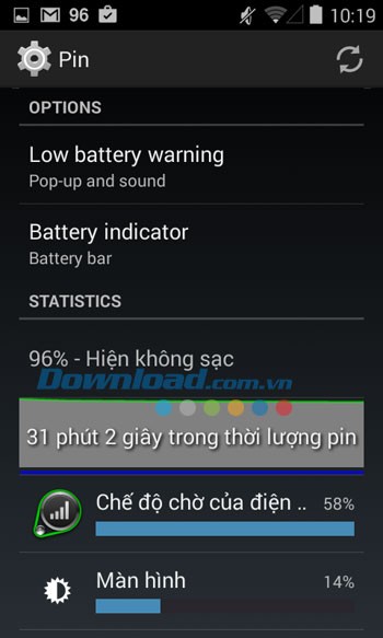 Xem thông tin pin với BatteryBot Battery Indicator