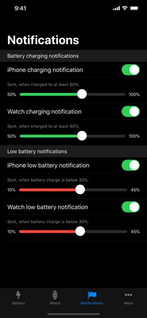 Tùy chỉnh thông báo từ Battery Life app
