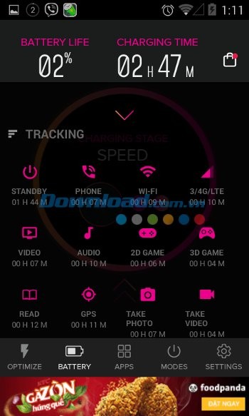 Battery Saver hiển thị tình trạng sử dụng pin của các ứng dụng