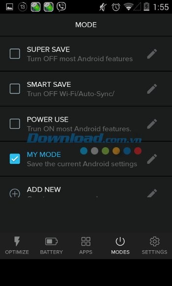 Các chế độ tiết kiệm pin của Battery Saver