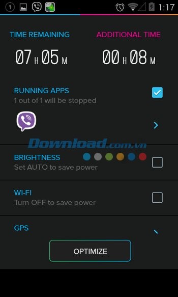 Các tùy chọn tối ưu hóa PIN của Battery Saver