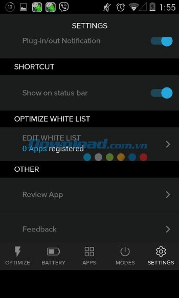 Các thiết lập cơ bản của Battery Saver