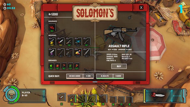 Ghé thăm cửa hàng của Solomon để nâng cấp drone và vũ khí không giới hạn