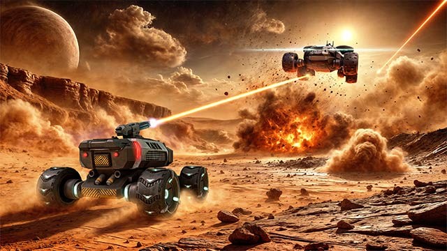 Battle Of Rovers là game đua xe chiến đấu trên đấu trường tàn khốc của xe tự hành