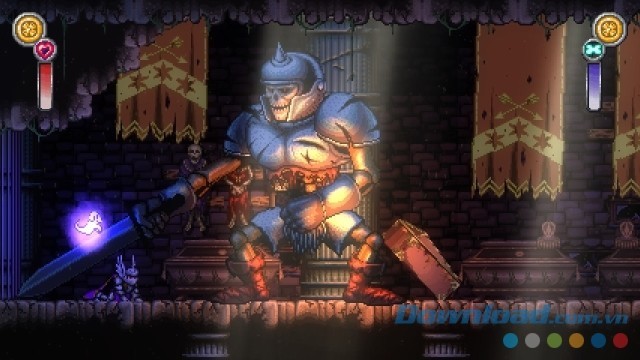 Đánh bại tên trùm có ngoại hình khổng lồ trong game hành động đi cảnh Battle Princess Madelyn cho máy tính