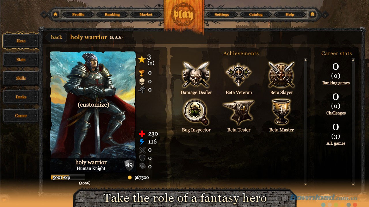 Vào vai anh hùng trong game