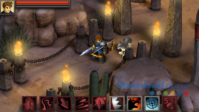 Giao diện chơi trong game Battleheart Legacy trên Android