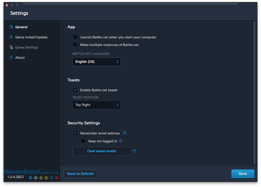 Các lựa chọn cài đặt