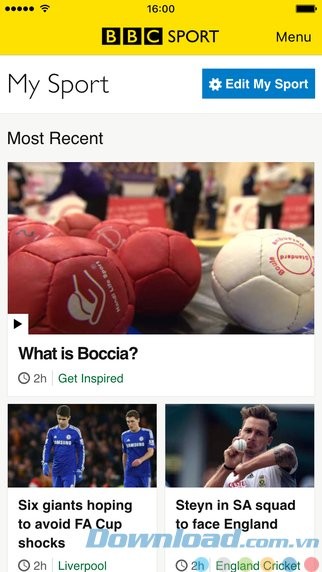 Tạo trang My Sport