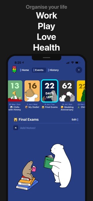 Bears Countdown giúp bạn tổ chức cuộc sống của mình tốt hơn