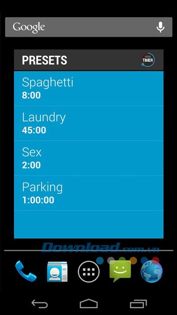 Giao diện thiết lập ứng dụng Beautiful Timer