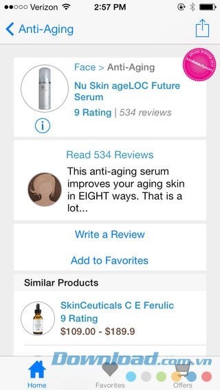 Đánh giá về sản phẩm chống lão hóa trên Beauty Product Reviews cho iOS