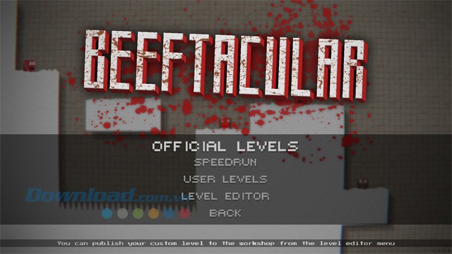 Main menu của game hành động Beeftacular cho máy tính