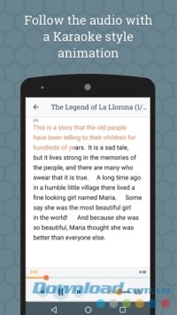 Beelinguapp cho Android hiển phụ đề âm thanh như kiểu karaoke