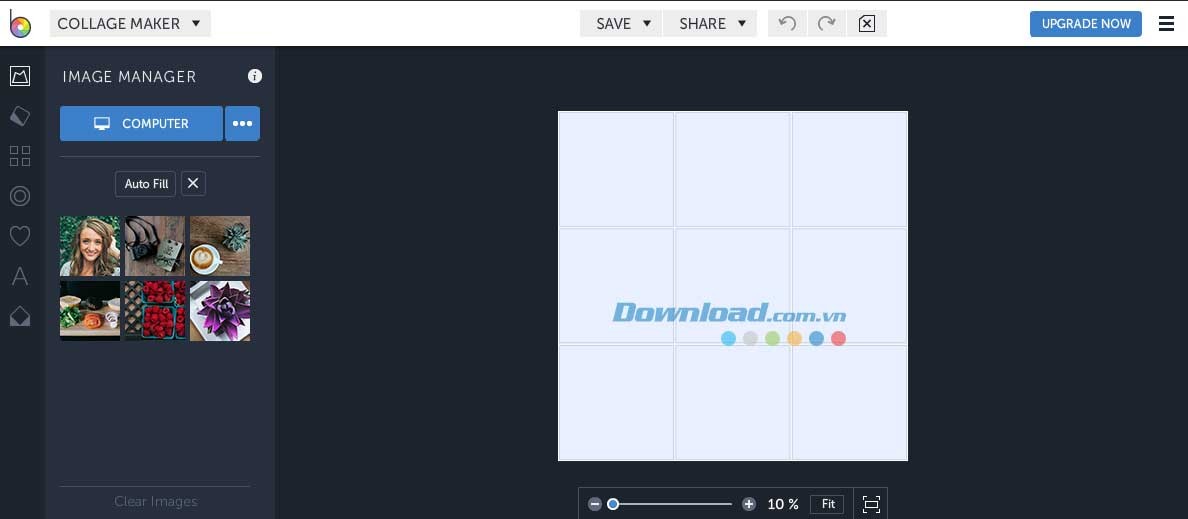 Màn hình ghép ảnh BeFunky