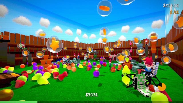 Ném thật nhiều trái cây vào hố để nhận tiền thưởng