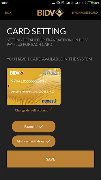 Cài đặt thẻ BIDV Pay+