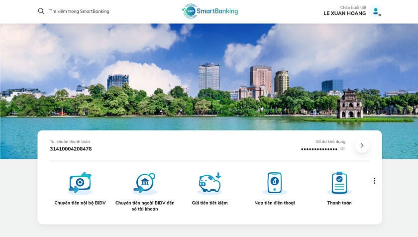 Các tiện ích trong BIDV Smart Banking