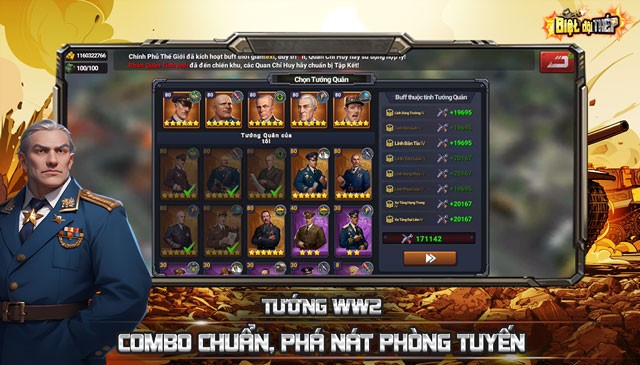 Tướng WW2 combo chuẩn, phá nát phòng tuyến
