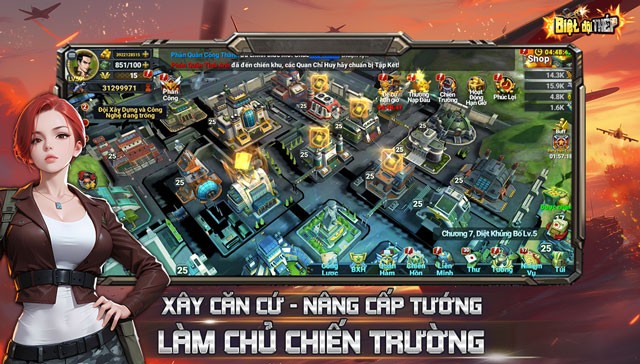 Xây dựng căn cứ, nâng cấp tướng làm chủ chiến trường