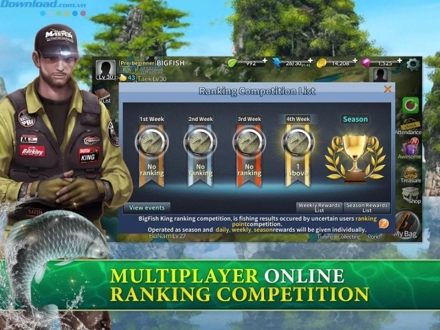 Cạnh tranh với nhiều cần thủ khác để tranh thứ hạng cao