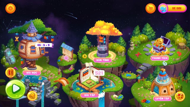 Giao diện trang chủ của ứng dụng học Toán tư duy Bigbrain Soroban