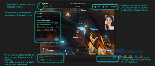Khám phá tính năng trên Bigo Live Connector