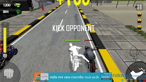 Đá đối thủ trong Bike Attack Race: Stunt Rider 3D