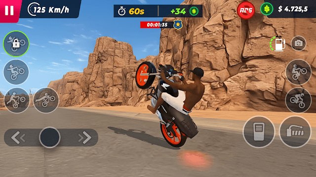 Thực hiện những màn bốc đầu ngoạn mục trong game Bike Wheelie: Elite Auto