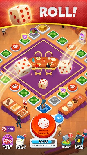 Lăn xúc xắc để di chuyển trên bàn cờ, đầu tư thông minh