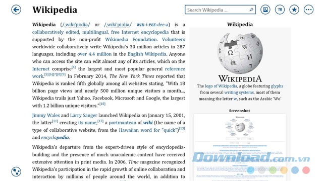 Giao diện Bing Wikipedia Browser