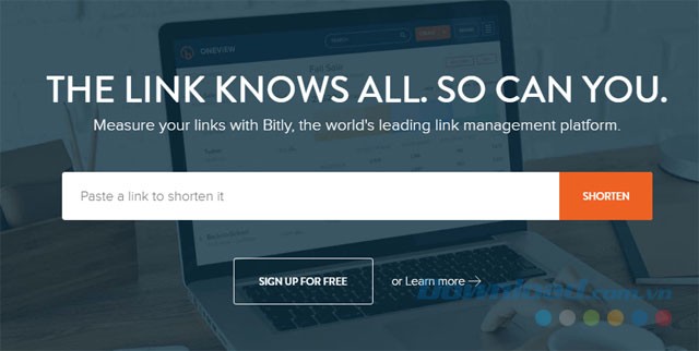 Giao diện Bitly trên web