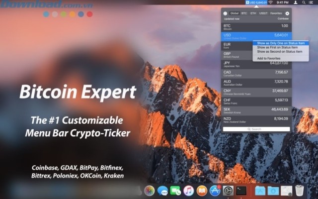 Phần mềm theo dõi tỷ giá Bitcoin và altcoin số 1 trên Mac