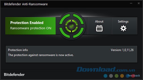 Giao diện phần mềm diệt malware Bitdefender Anti-Ransomware