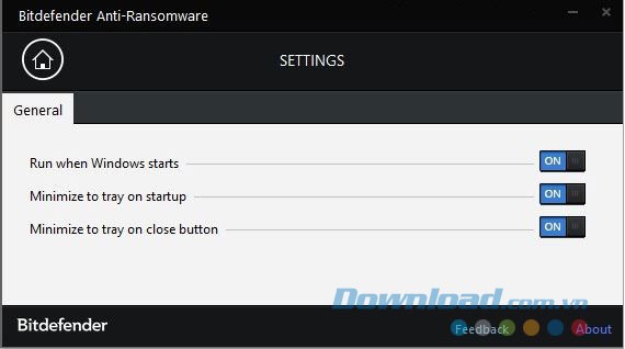 Các lựa chọn cài đặt đơn giản của phần mềm