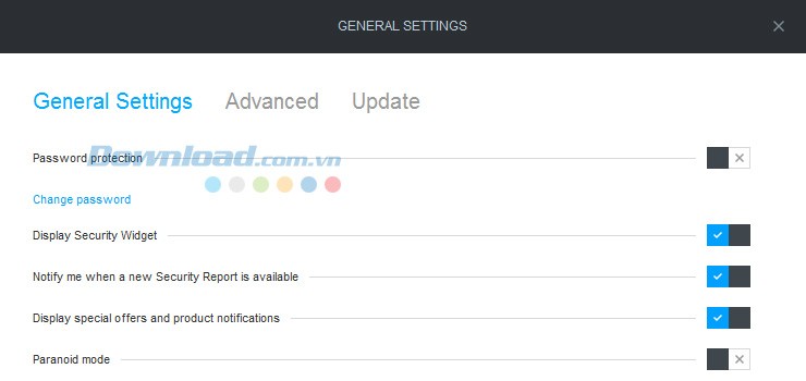 Các thiết lập của BitDefender Internet Security 2016