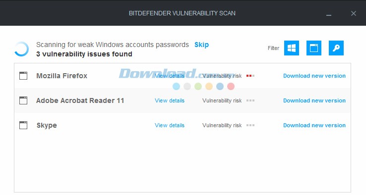 Chế độ quét Vulnerability